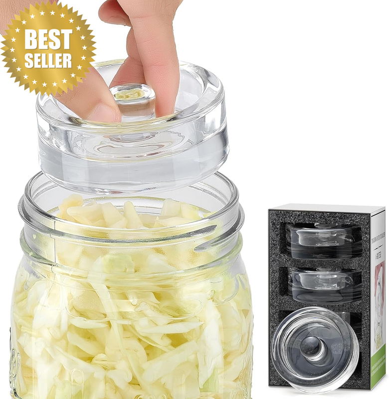 4-Pack of Fermentation Glass Weights with Easy Grip Handle for Great Wide Mouth