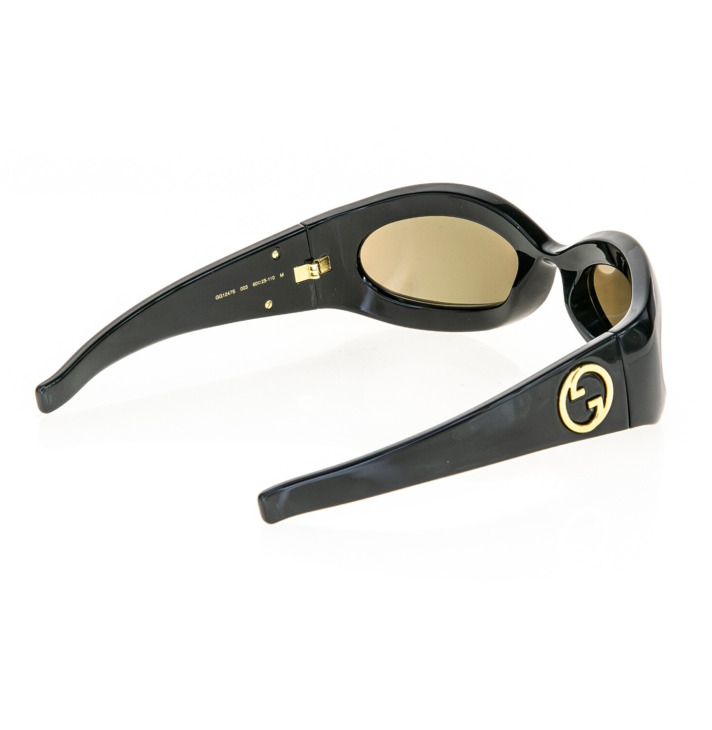 Pre-owned Gucci Love 11124765 Black Gold Wrap Ninja Unisex Mirror Sunglasses Gg1247s 003