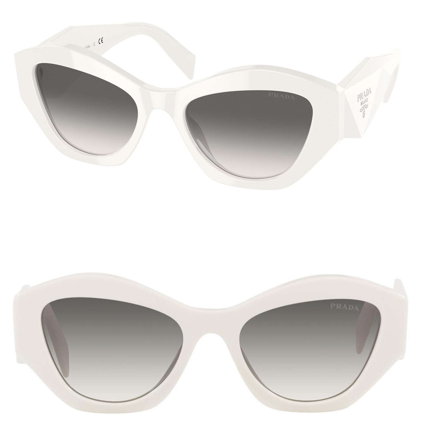 PRADA SYMBOLE White Faceted Triangle PR07YS 07Y Cat Eye