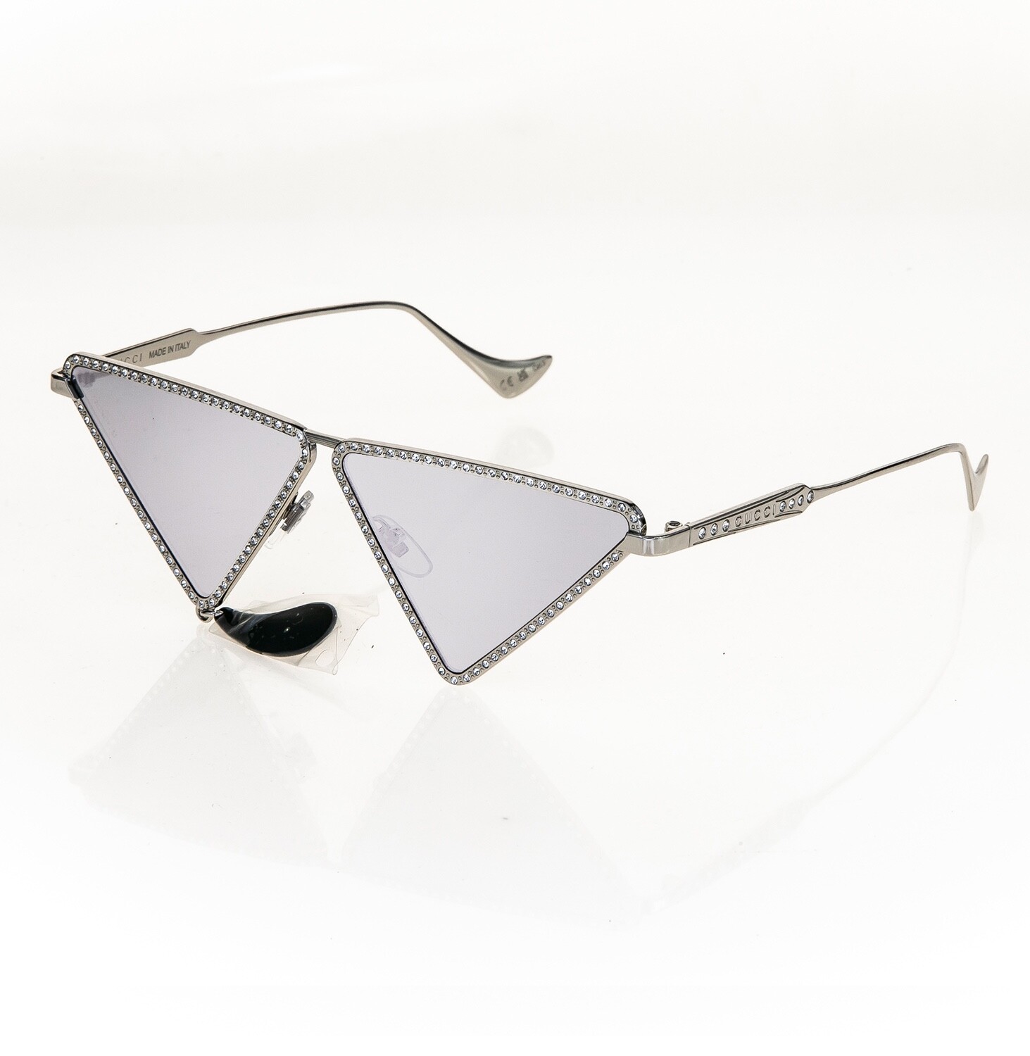 Pre-owned Gucci Hollywood Forever Love Parade Teardrop 1252 Silver Sunglasses Gg1252s 001