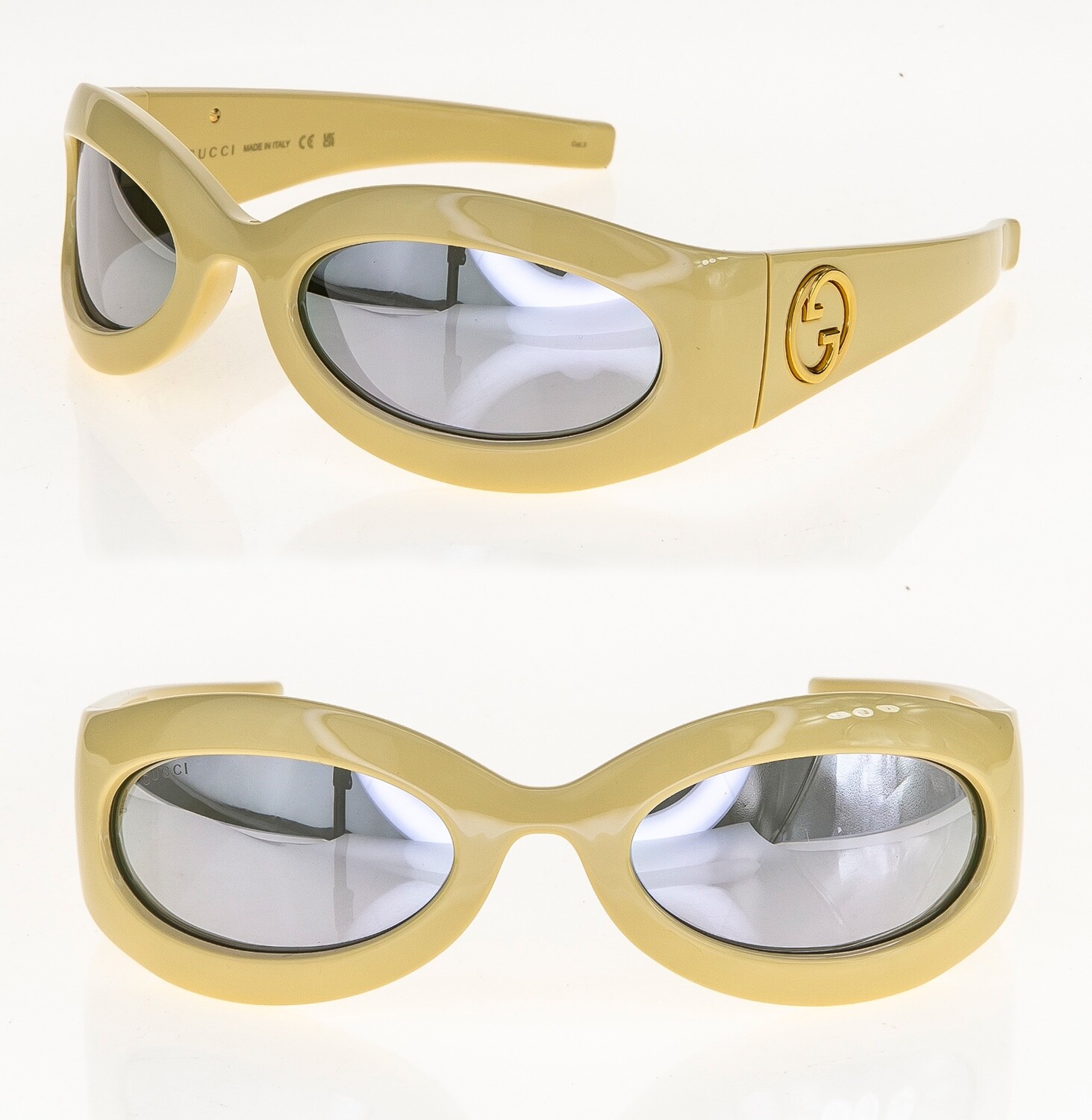 Pre-owned Gucci Love 11124765 Ivory Silver Wrap Ninja Unisex Mirror Sunglasses Gg1247s 004