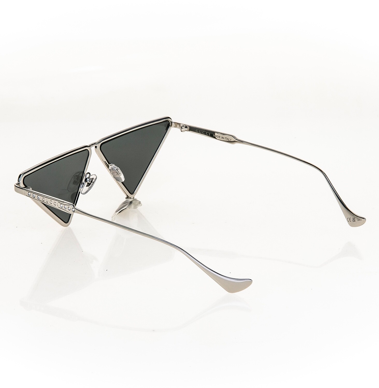 Pre-owned Gucci Hollywood Forever Love Parade Teardrop 1252 Silver Sunglasses Gg1252s 001