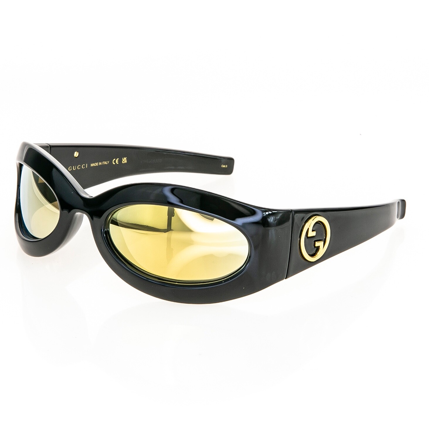 Pre-owned Gucci Love 11124765 Black Gold Wrap Ninja Unisex Mirror Sunglasses Gg1247s 003