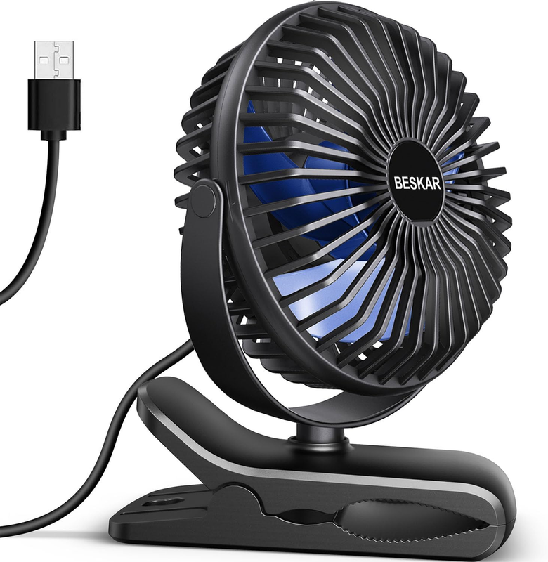 USB Clip on Fan, Portable Small Fan with Cord Powered, 3 Speed...