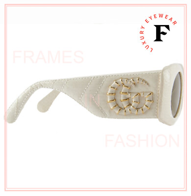 Pre-owned Gucci Matelasse 0815 Ivory Snake Quilted Leather Sunglasses Gg0815s 002 Marmont In Brown