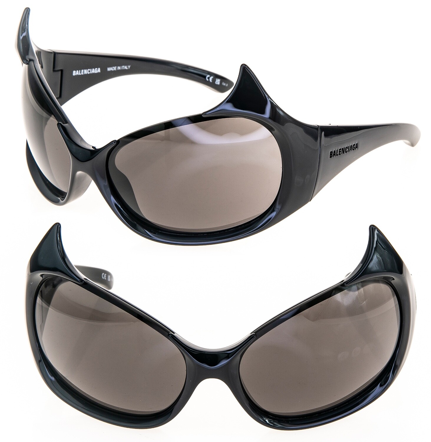 BALENCIAGA GOTHAM 0284 Black 001 Fashion Bat Spike Mask Wrap BALENCIAGA GOTHAM 0284 Black 001 Fashion Bat Spike Mask Wrap