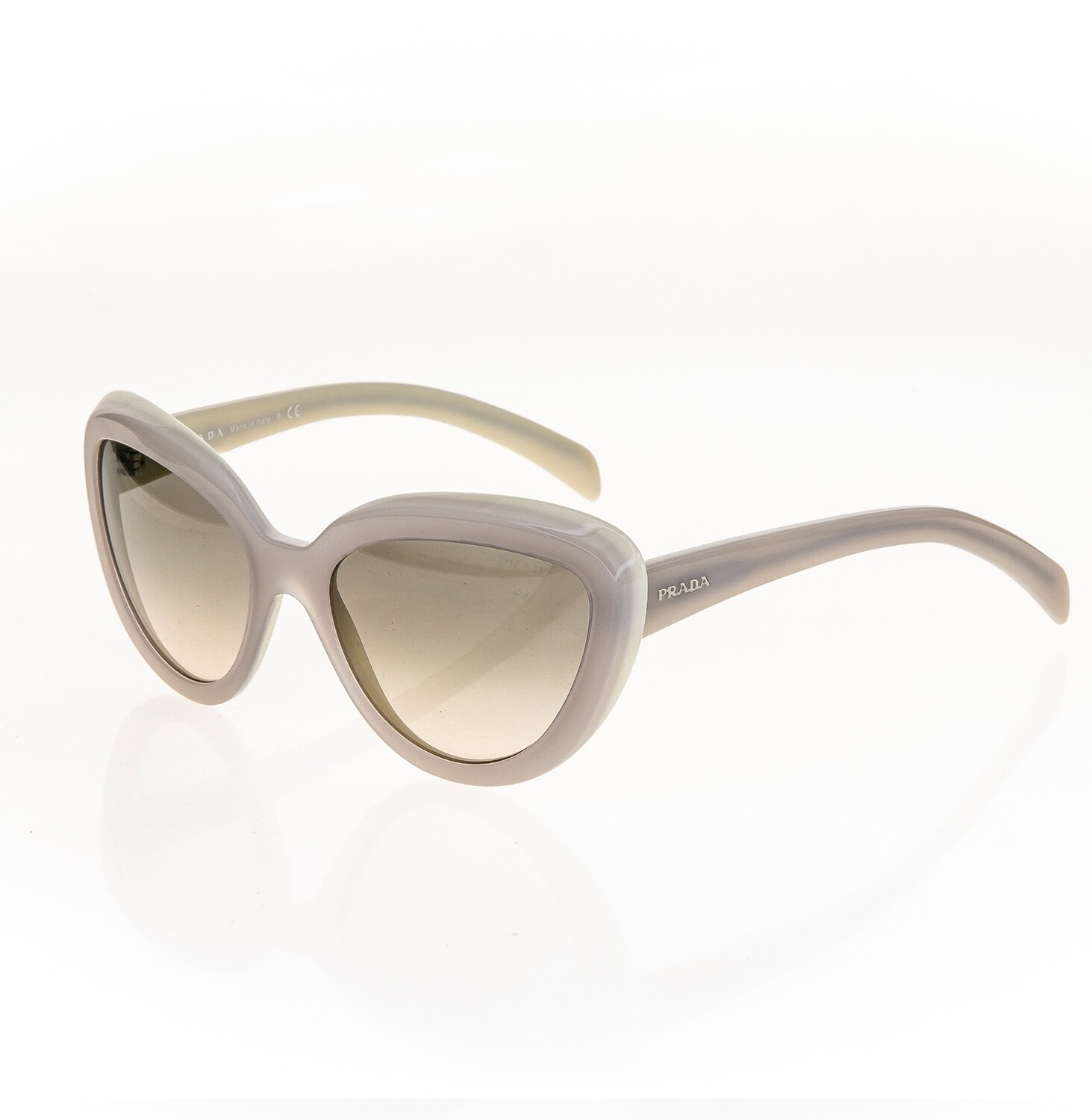 Pre-owned Prada Ornate Pr08rs Opal Cream Gray Cat Eye Sunglasses 08r Authentic 57mm In Tko-3h2