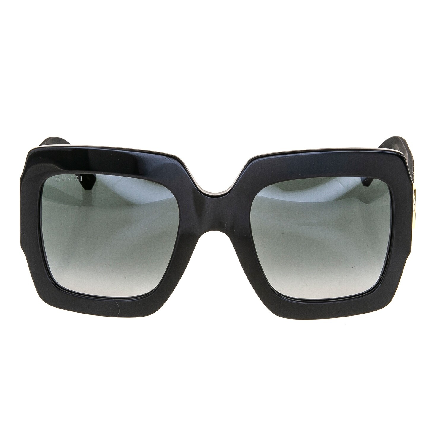 Pre-owned Gucci Glitter 0102 Oversized Rectangular Black Rubber Sunglasses Gg0102s 001 In Gray