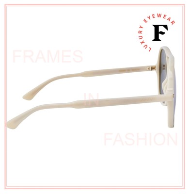 Pre-owned Gucci 0706 Ivory Silver Mirrored Oversized Unisex Retro Sunglasses Gg0706s 003