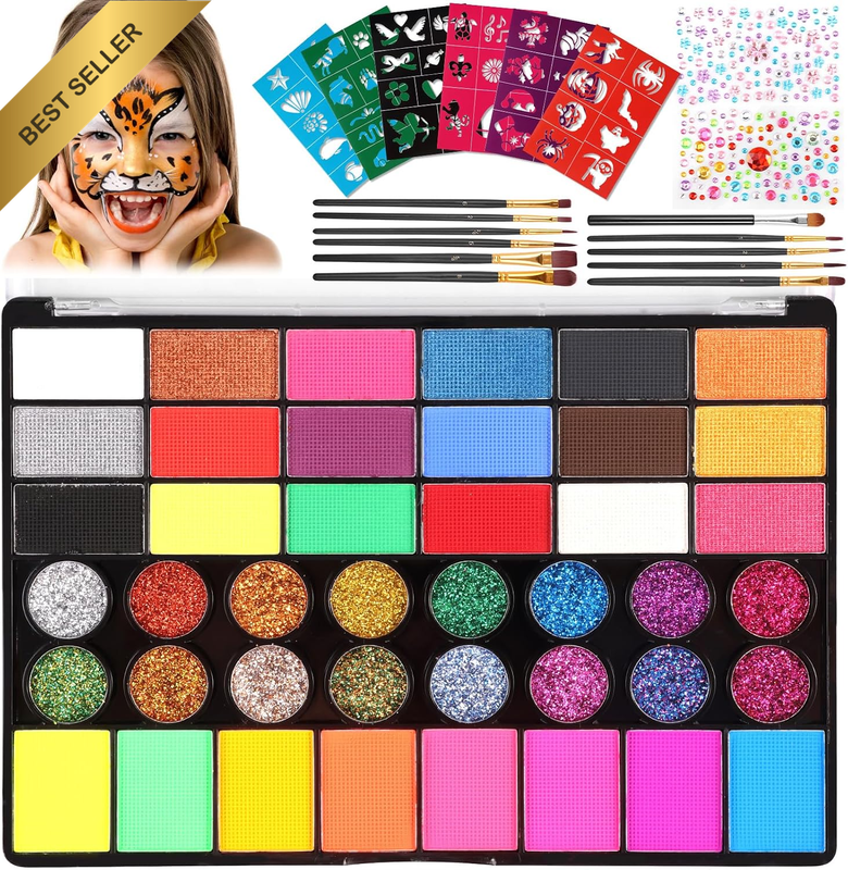 Professional Face Paint Water Based Face Painting Kit Water Activated Makeup Ful