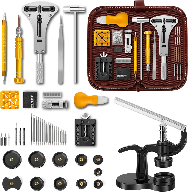 Watch Repair Kit 154 Pcs Case Press 12 Dies Link Remover Battery Replacement Set