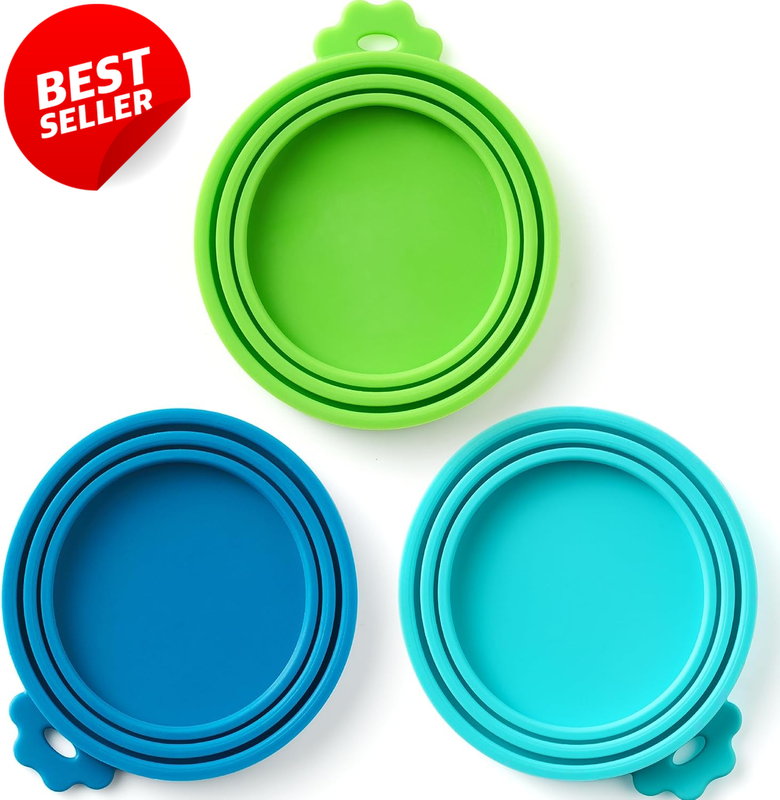 3 Pack Universal Pet Food Can Covers Silicone Lids Cat Dog Food Cans - US