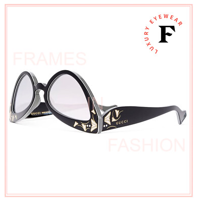 Pre-owned Gucci Inverted 0874 Black White Stripe Mirrored Runway Sunglasses Gg0874s 003 In Silver