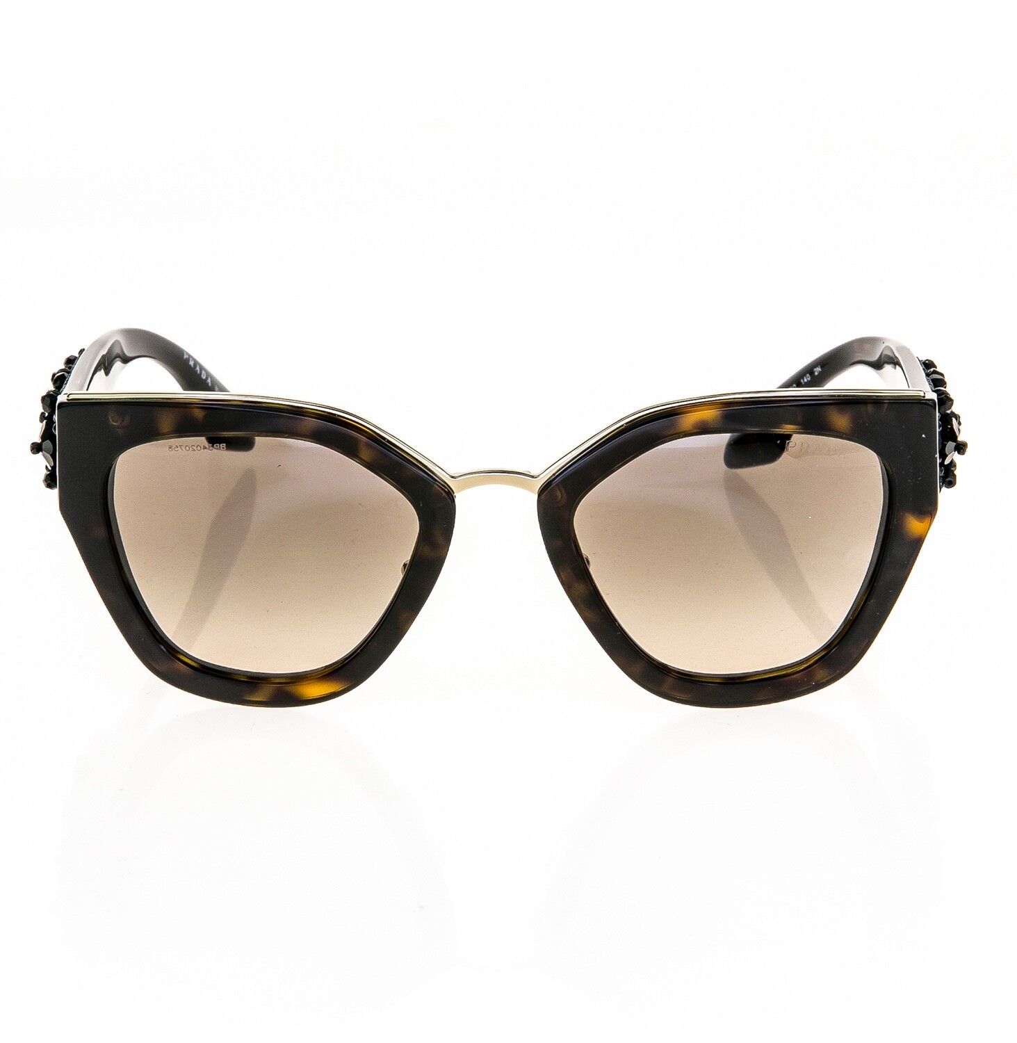 Pre-owned Prada Ornate 10t Bead Embellished Pr10ts Brown Tortoise Catwalk Sunglasses