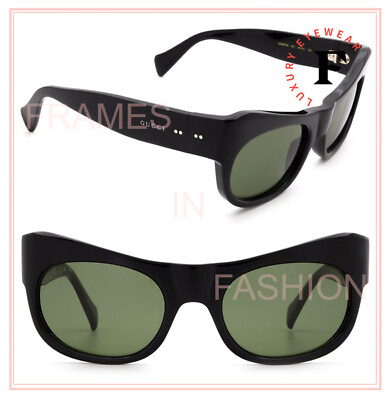 Pre-owned Gucci 0870 Black Green Rectangular Runway Unisex Gg0870s 001 Fashion Sunglasses