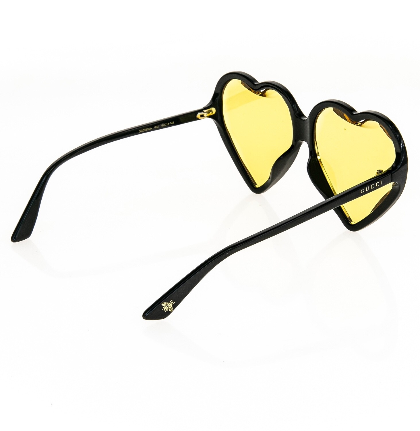 Pre-owned Gucci Hollywood Forever 0360 3d Heart Love Black Yellow Gg0360sa 002 Sunglasses