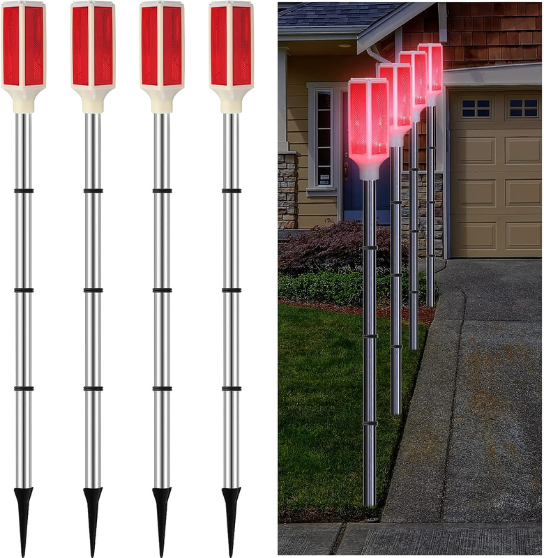Solar Lights Driveway Lights Deck Pathway Safety Marker Lights For Outdoor 4pcs