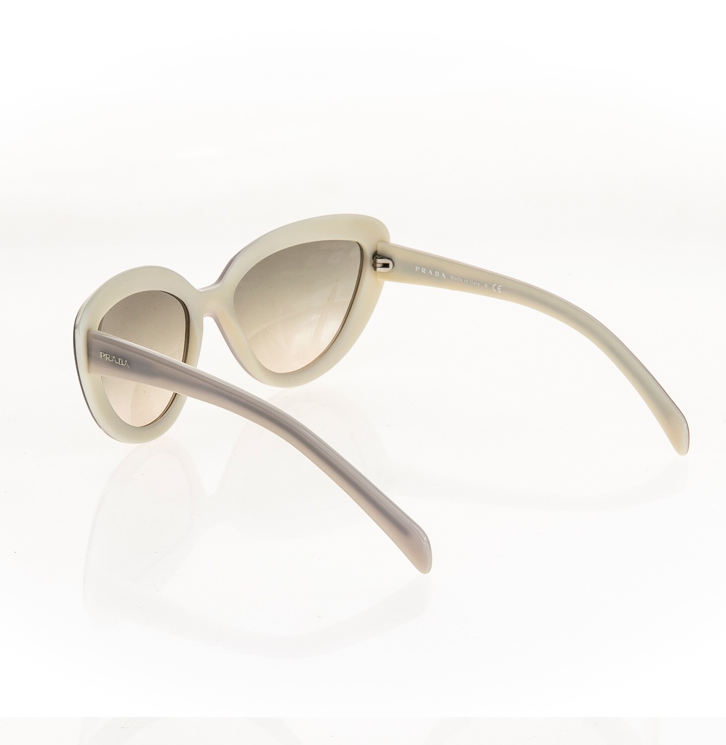 Pre-owned Prada Ornate Pr08rs Opal Cream Gray Cat Eye Sunglasses 08r Authentic 57mm In Tko-3h2