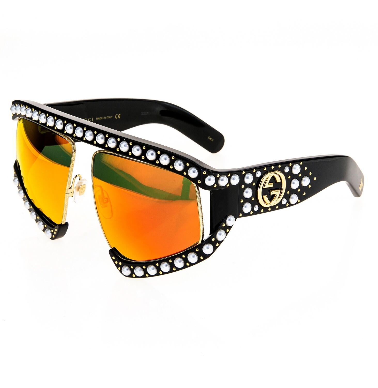 Pre-owned Gucci Authentic Hollywood Forever 0234 Black Orange Pearl Sunglasses Gg0234s 002 In Red