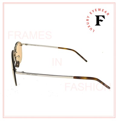 Pre-owned Saint Laurent Authentic Classic 416 Sl 003 Silver Brown Aviator Sunglasses Sl416
