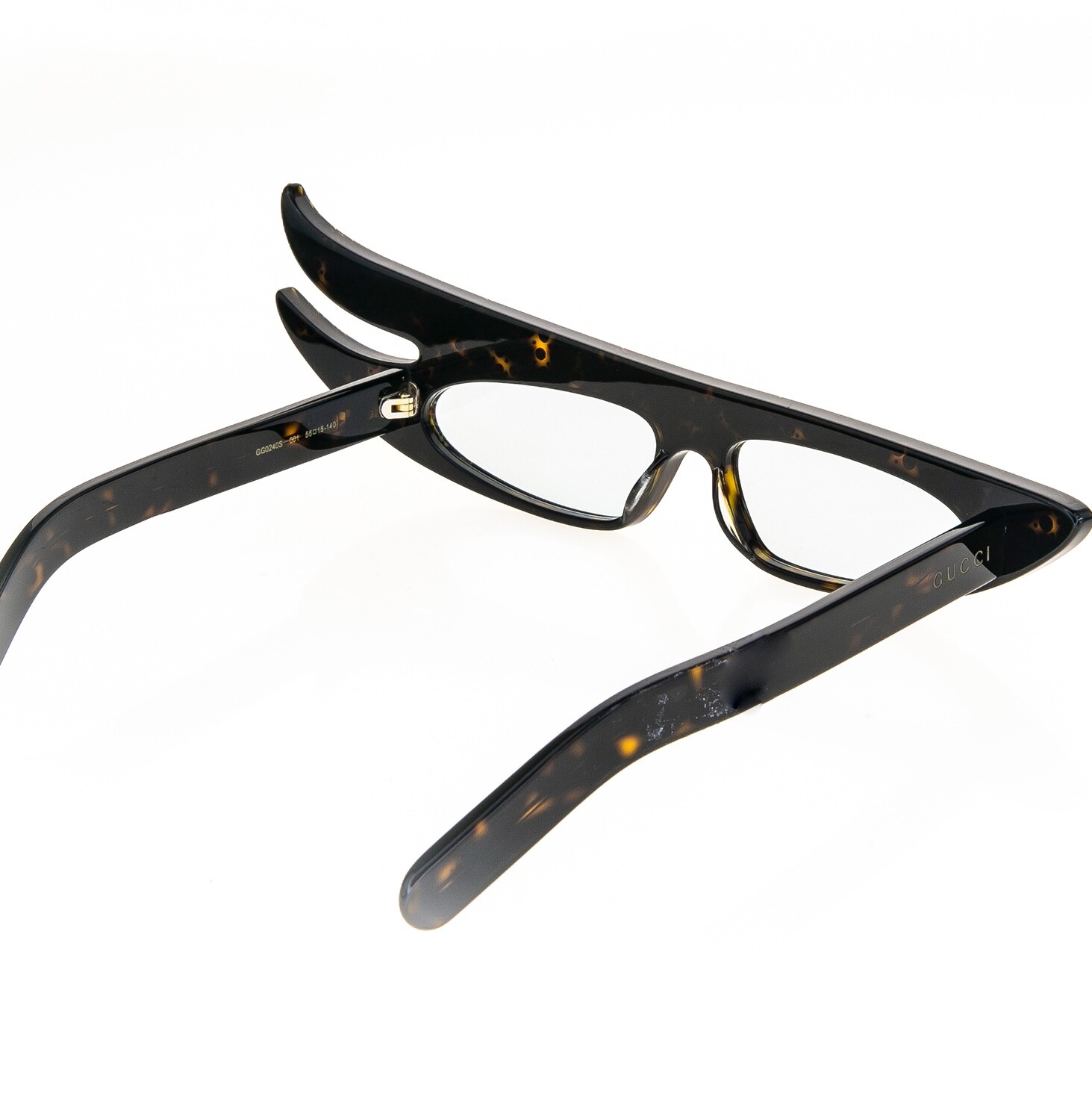 Pre-owned Gucci Authentic Hollywood Forever 0240 Havana Blue Crystal Sunglasses Gg0240 001