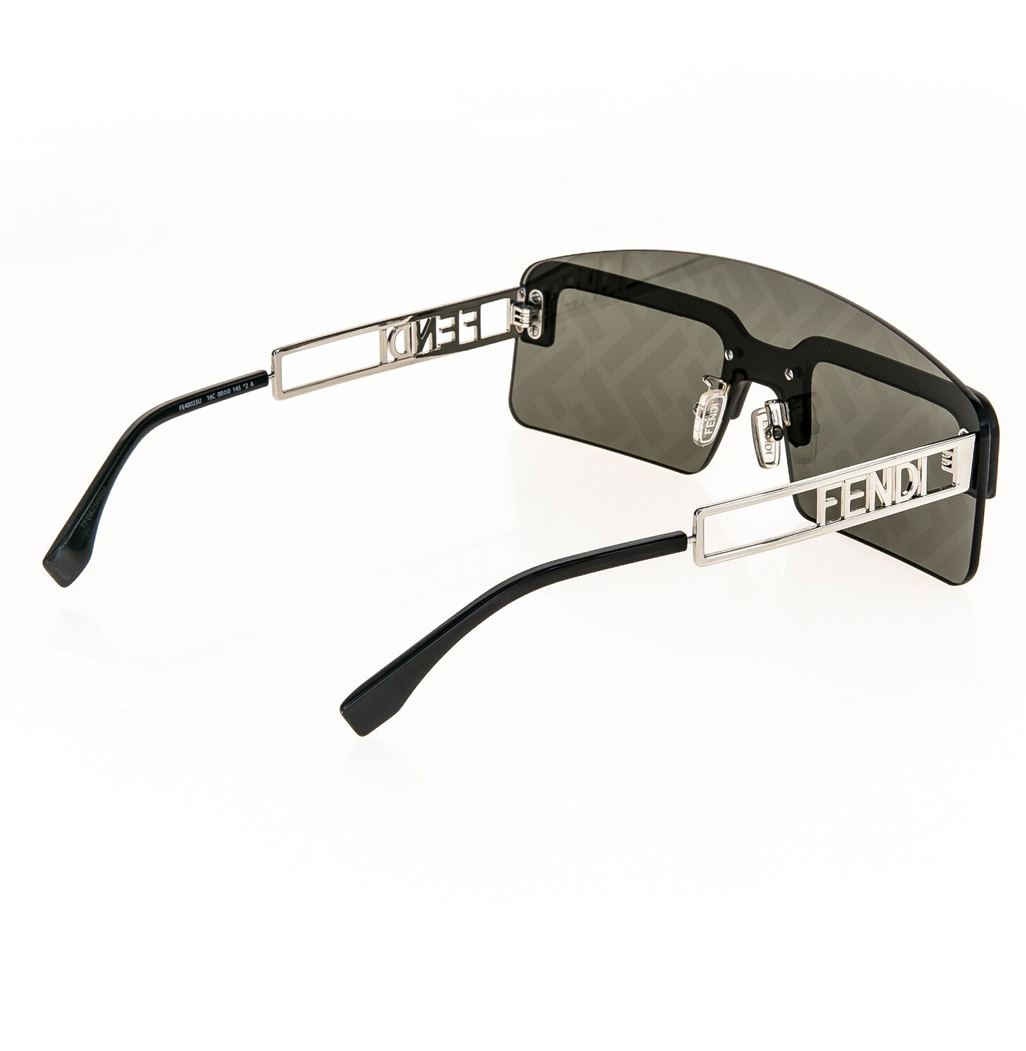 Pre-owned Fendi Technicolour 40023 Silver Ff Mirror Print Futuristic Sunglass Fe40023u In Gray