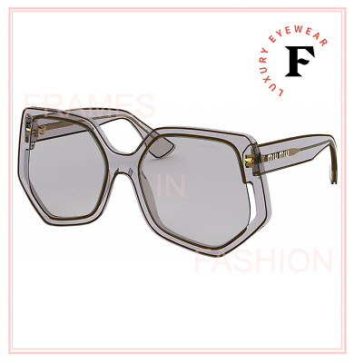Pre-owned Miu Miu Collection 07v Translucent Gray Geometric Oversized Sunglasses Mu07vsa