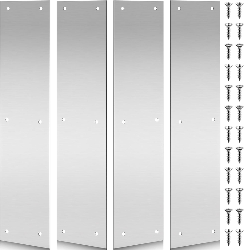 Blulu 4 Pack 16 X 4 Inch Stainless Steel Door Push Plate