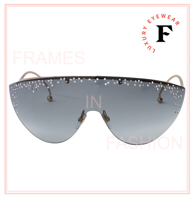 Pre-owned Givenchy Ariana 7152 Gold Gray Crystal Mask Runway Unisex Gv7152s Sunglasses