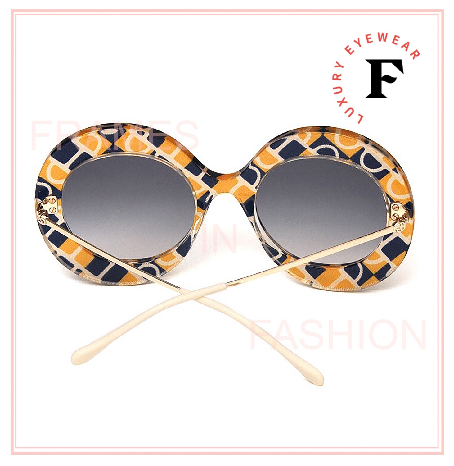 Pre-owned Gucci 0894 Blue Yellow Horsebit Print Oversized 001 Sunglasses Gg0894s Authentic