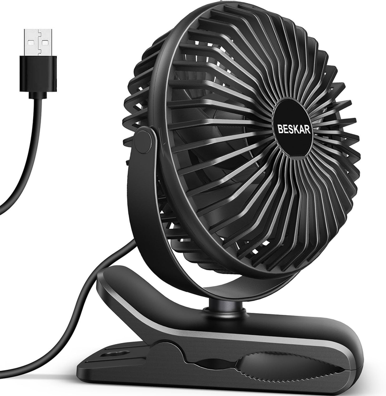 Small Clip on Fan, 3 Speeds USB Fans with Strong Airflow, Clip...