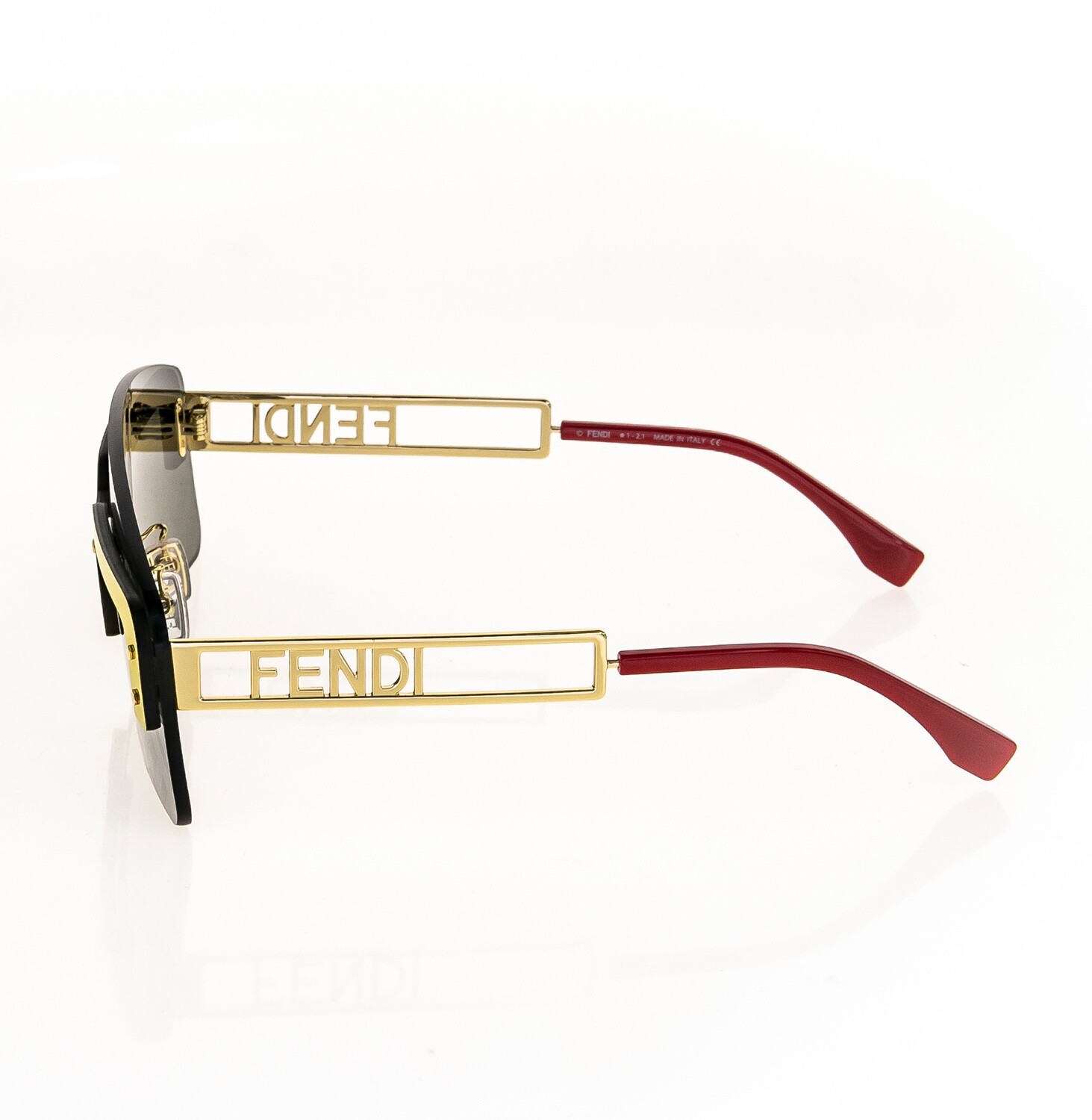 Pre-owned Fendi Technicolour 40023 Red Gold Ff Mirror Print Futuristic Sunglass Fe40023u In Gray