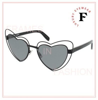 Pre-owned Saint Laurent Authentic Loulou 197 Sl197 Black Metal Heart Sunglasses 003