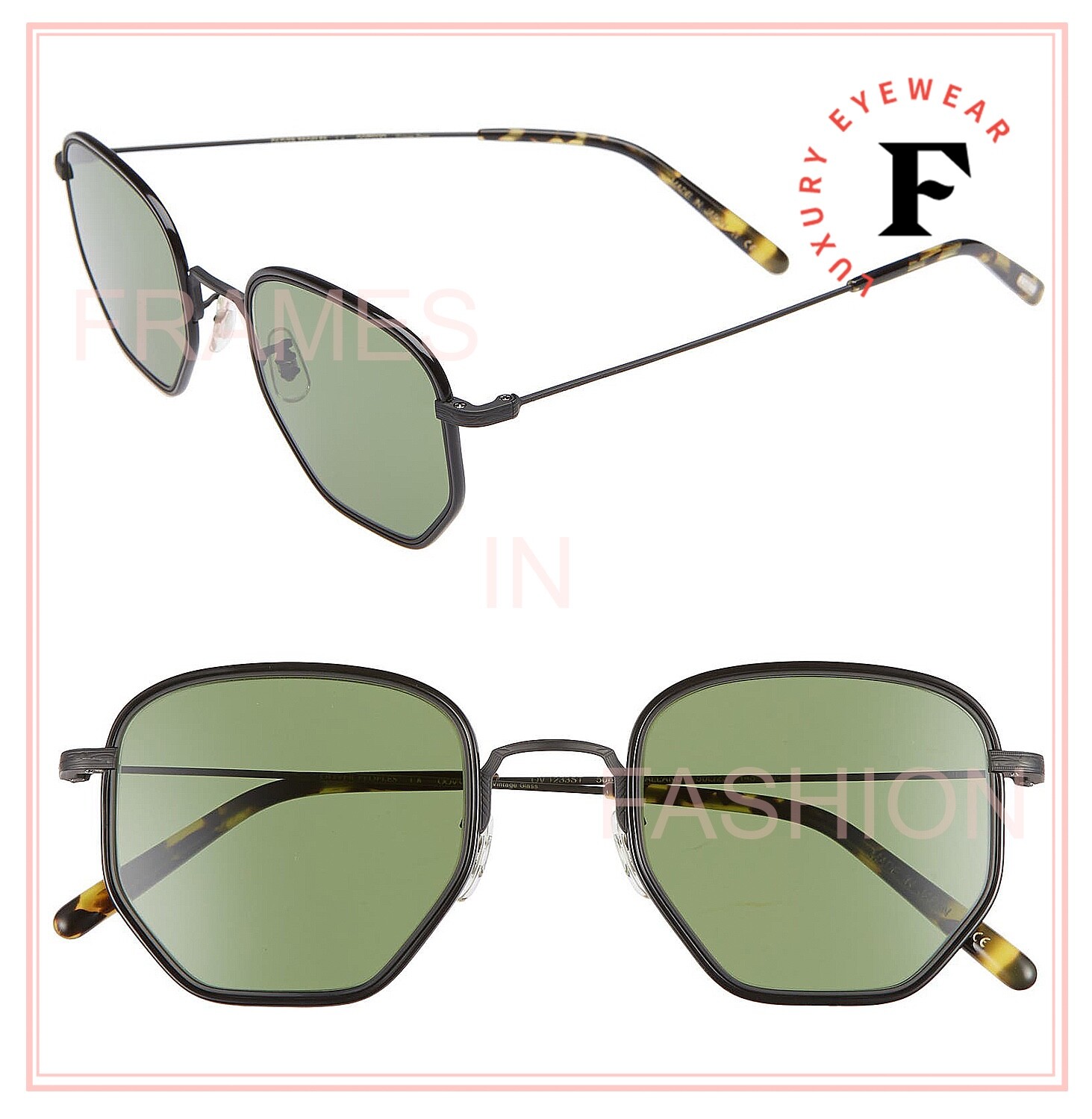 OLIVER PEOPLES ALLAND OV1233ST Matte Black Green Titanium OLIVER PEOPLES ALLAND OV1233ST Matte Black Green Titanium