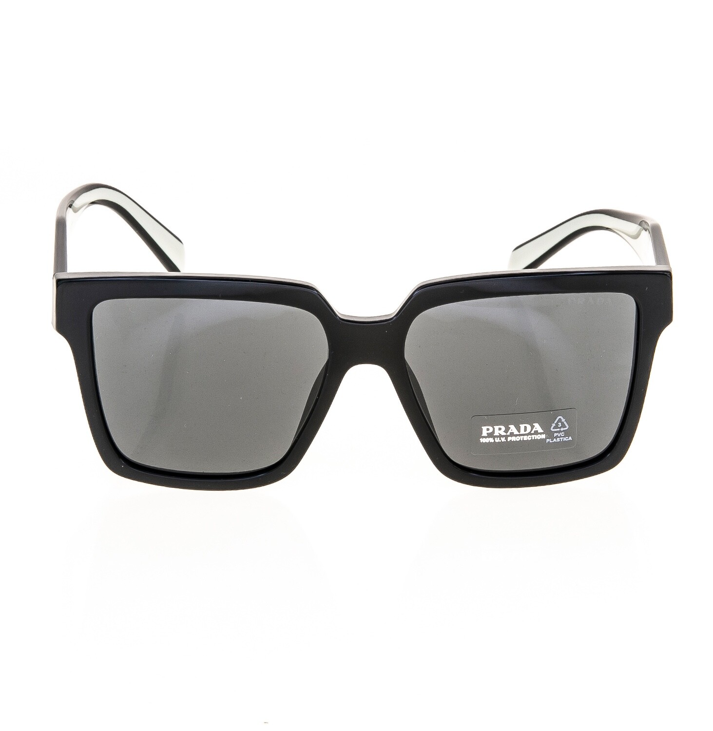 Pre-owned Prada Symbole Black White Color Block Triangle Pr24zs 24z Fashion Sunglasses In Gray