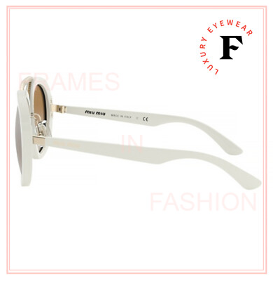 Pre-owned Miu Miu Collection 05v White Gold Mirrored Crystal Bar Sunglasses Mu05vs Women In Vag-168