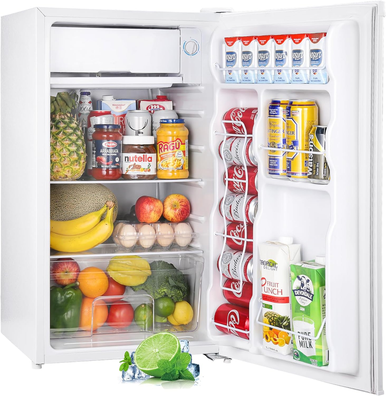 With Freezer, Single Door Mini Fridge, Adjustable Thermost