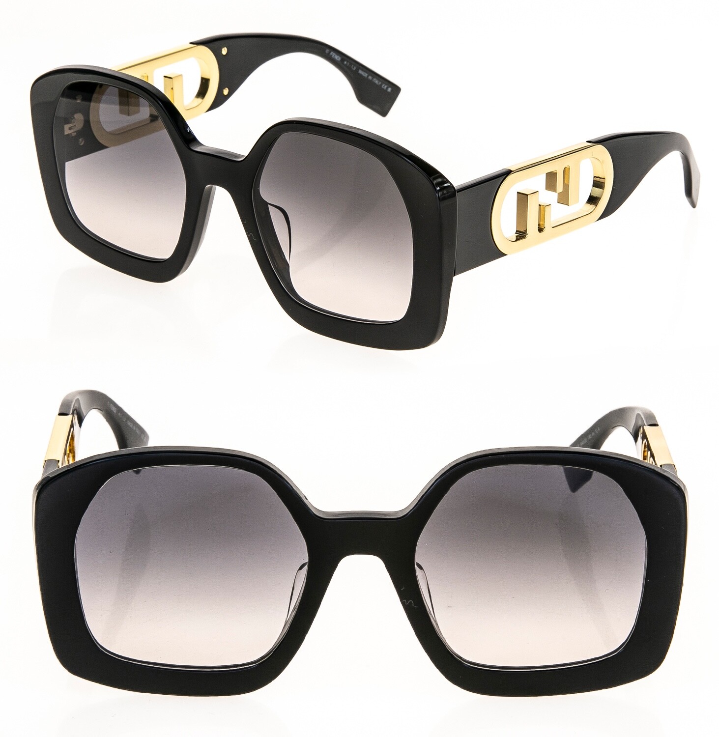 FENDI O'LOCK 40048 Black Gold Oversized Fashion FF Lock Logo FENDI O'LOCK 40048 Black Gold Oversized Fashion FF Lock Logo