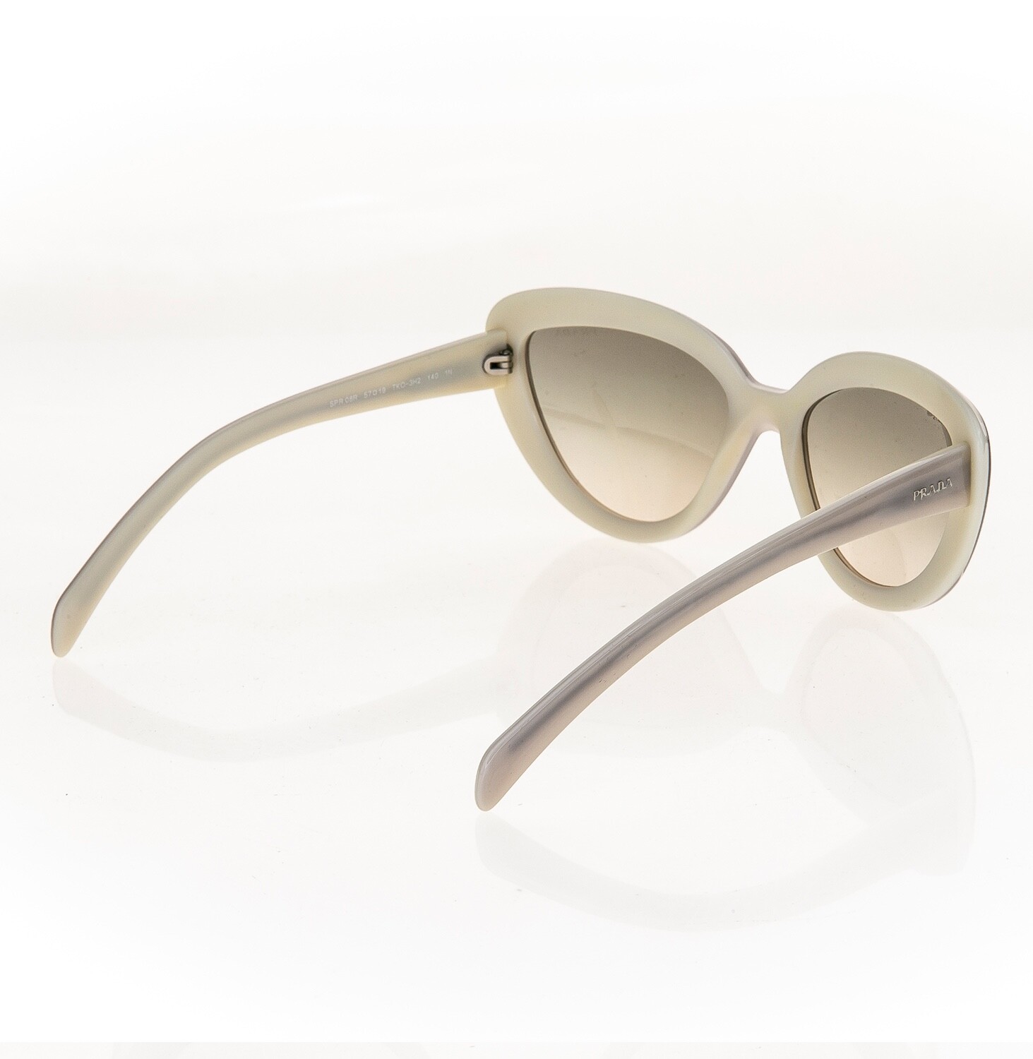 Pre-owned Prada Ornate Pr08rs Opal Cream Gray Cat Eye Sunglasses 08r Authentic 57mm In Tko-3h2