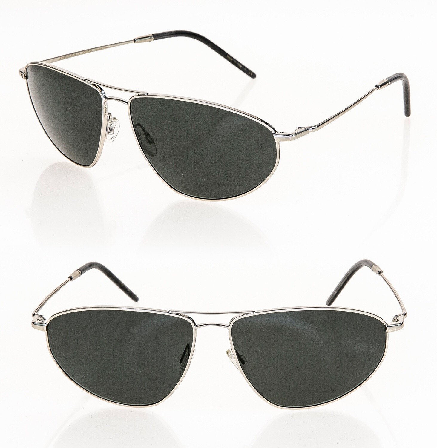 Pre-owned Oliver Peoples Kallen Ov1261s Silver Gray Polarized Aviator Sunglasses 1261