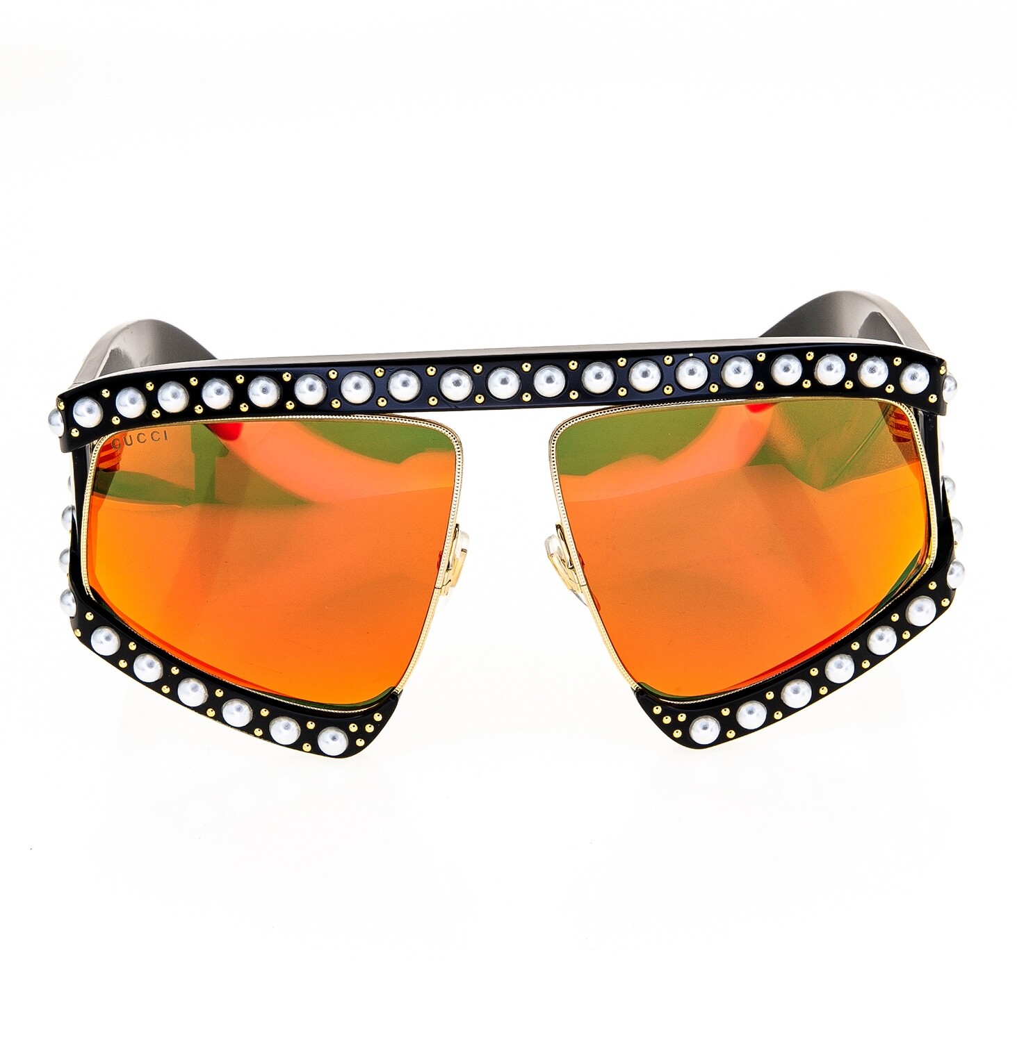 Pre-owned Gucci Authentic Hollywood Forever 0234 Black Orange Pearl Sunglasses Gg0234s 002 In Red