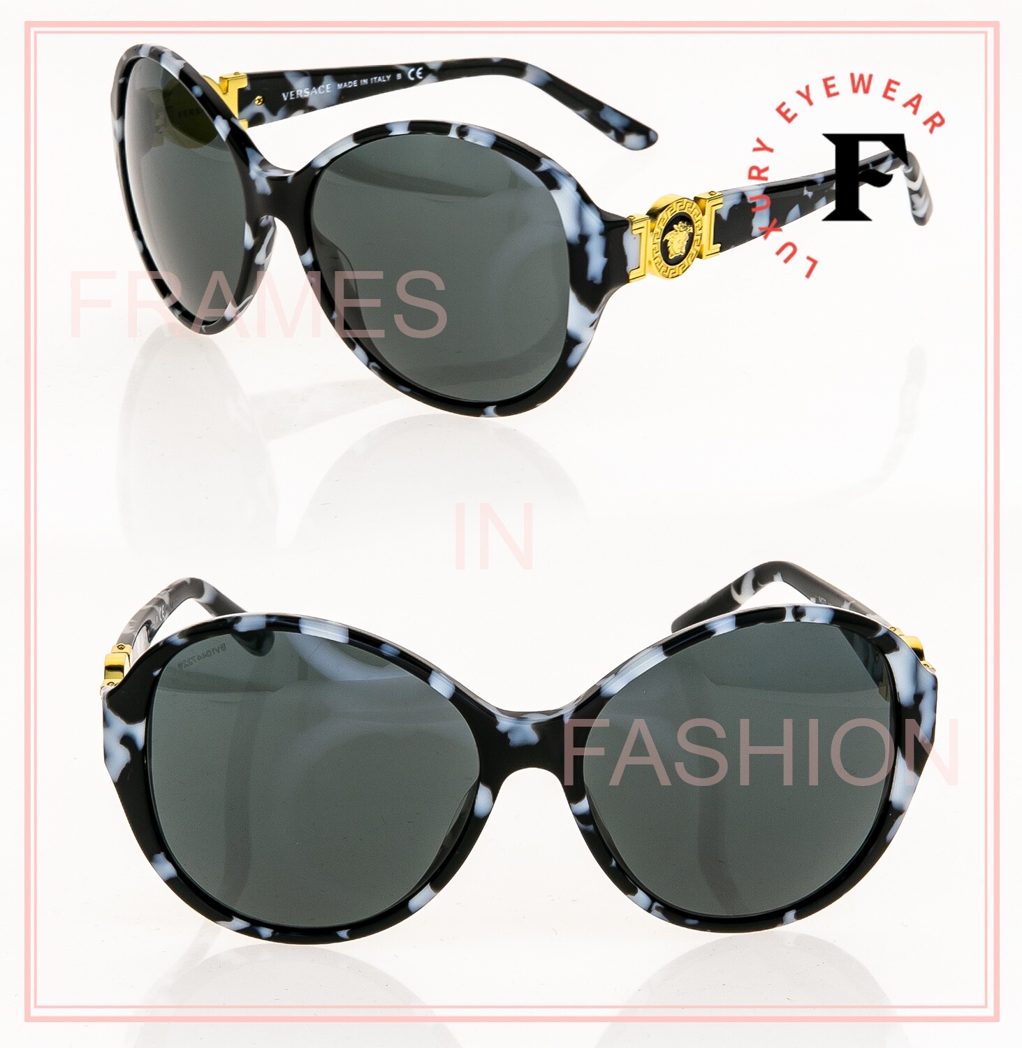 VERSACE Oversized 4261 Spotted Black White Zebra Chain VERSACE Oversized 4261 Spotted Black White Zebra Chain