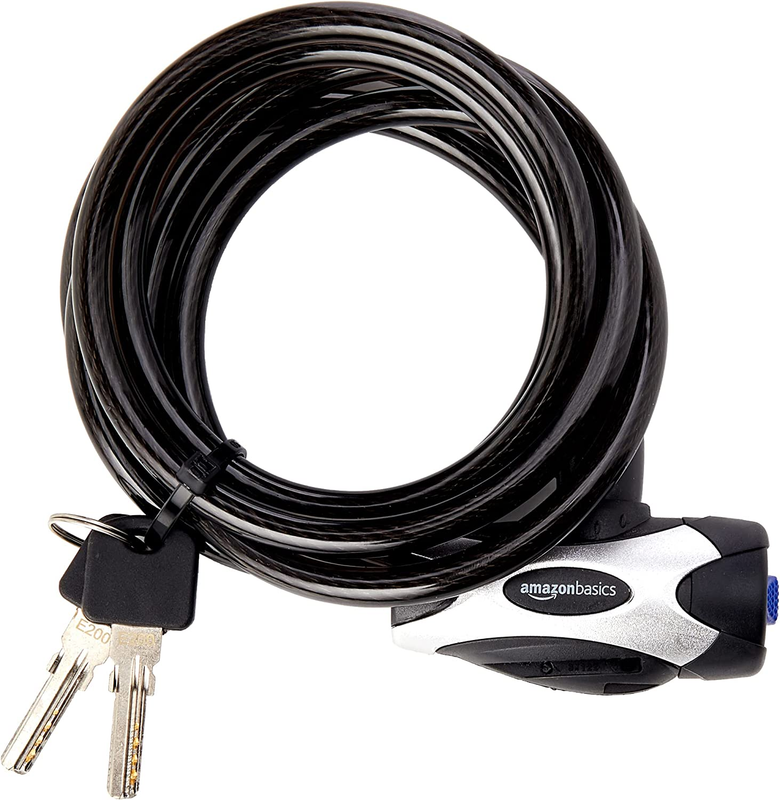 6 Ft. Adjustable Bike Cable Key Lock, Black, 1-Pack