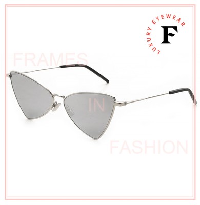 Pre-owned Saint Laurent Jerry Ysl 303 003 Silver Black Mirrored Angular Sunglasses Sl303