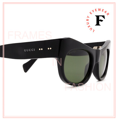 Pre-owned Gucci 0870 Black Green Rectangular Runway Unisex Gg0870s 001 Fashion Sunglasses