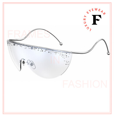 Pre-owned Givenchy Ariana 7152 Silver Mirror Crystal Mask Runway Unisex Gv7152s Sunglasses In Hkt2y