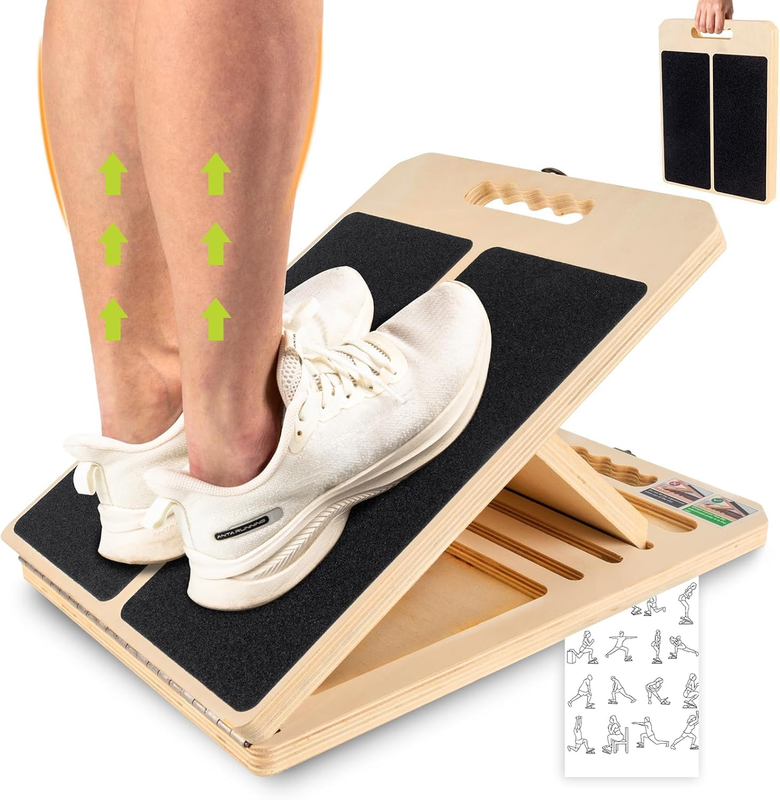 EP Leben Slant Board for Calf-Stretching - Wooden Incline Wedge Stretcher for Sq
