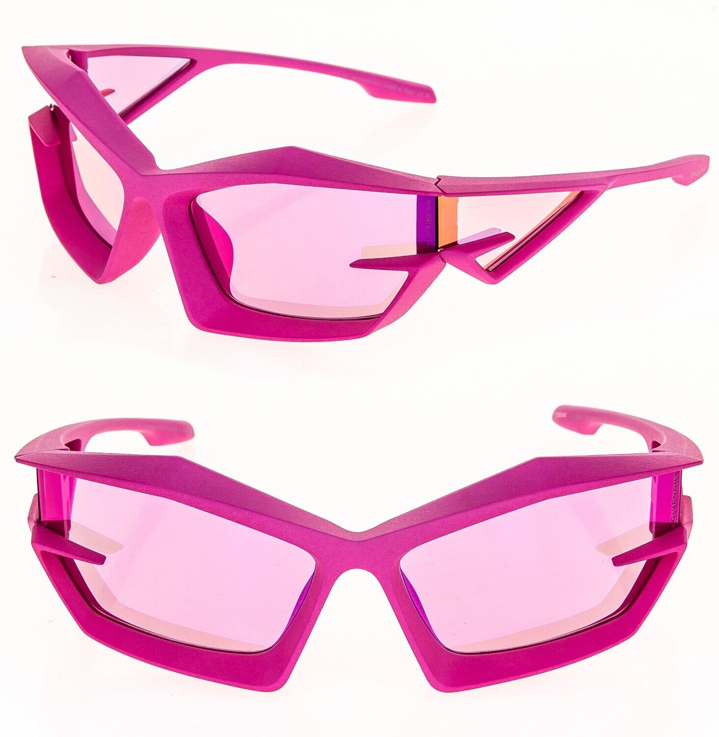 Pre-owned Givenchy Giv Cut 40049 Fuchsia Pink Mirrored Runway Unisex Gv40049i Sunglasses