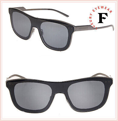 Pre-owned Dolce & Gabbana Man Display 2174 Ruthenium Wrap Metal Mirrored Sunglasses Dg2174 In Gray