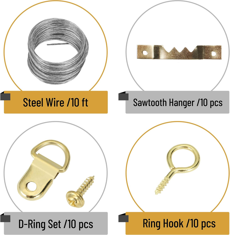 - Picture Hanging Kit, 220pc, Picture Hangers, Nails for Hanging Pictures, Wall